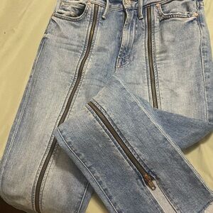 Mother brand high waist Rascal zip step fray 24